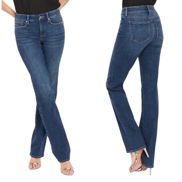 NYDJ Womens Blue Medium Wash Stretch High Rise Barbara Bootcut Jeans Size 10 - Picture 1 of 9